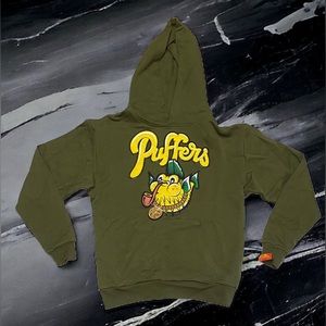 NEW Capn on Melrose Puffers Olive Green Hoodie Mens Heavy Sweater